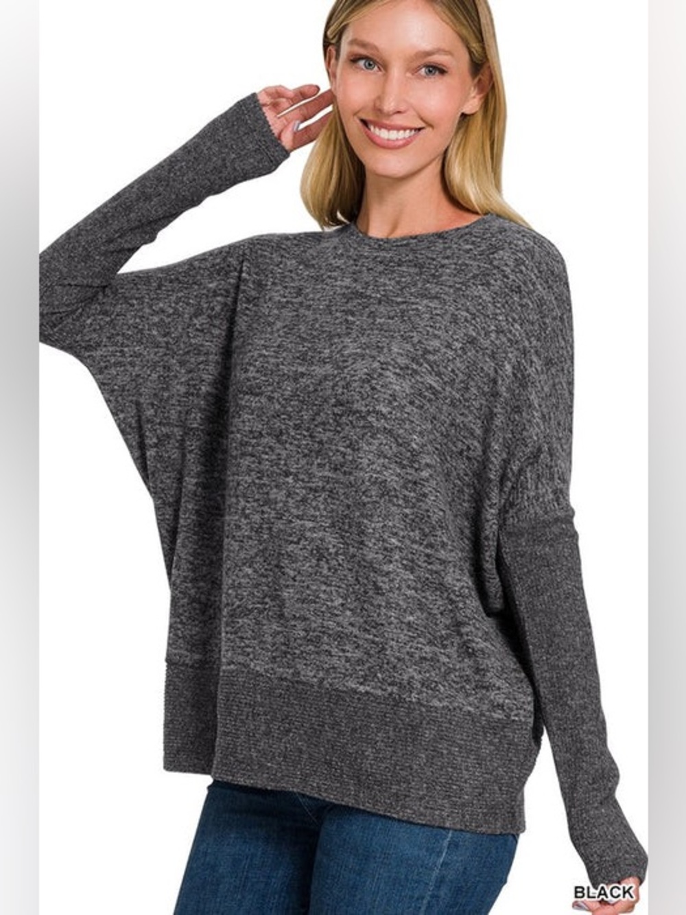FREE W/PURCHASE Charcoal Gray Oversized Dolman Sweater Medium